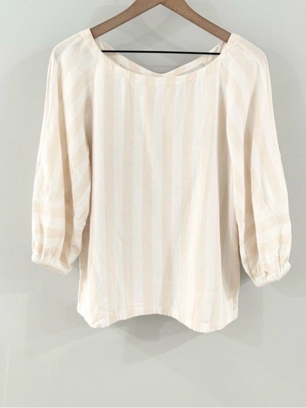 LOFT Linen Viscose Balloon Sleeve Blouse Cream S - Picture 2 of 6